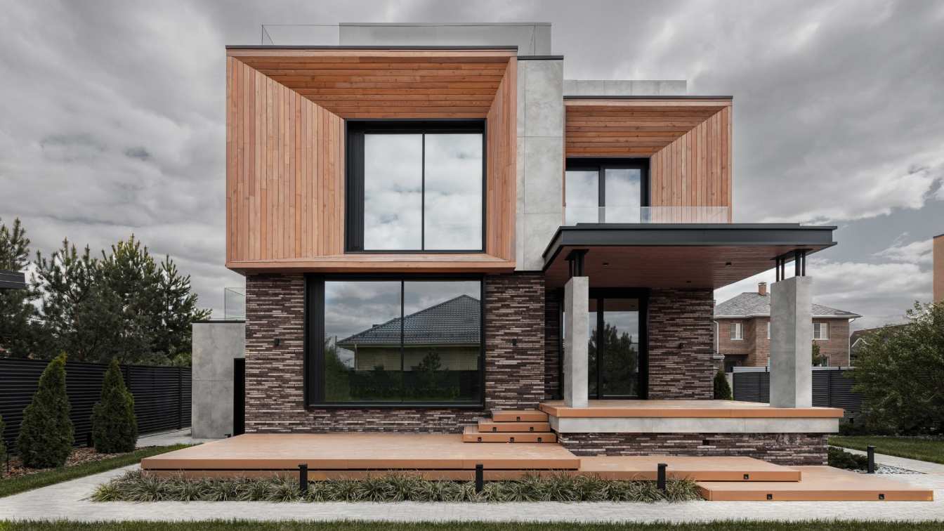 Obra de vivienda unifamiliar contemporánea en fase de estructura con encofrados